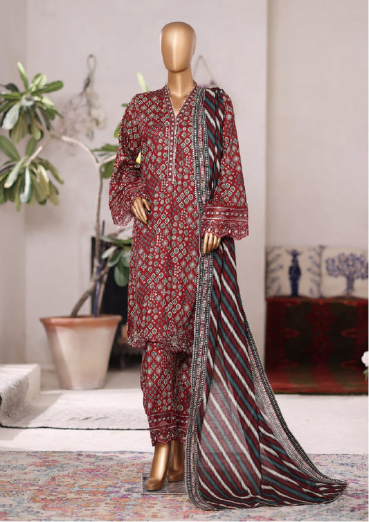 Bin Saeed | Stitched 3PC Embroidered Cotton with Farshi Embroidered Shalwar