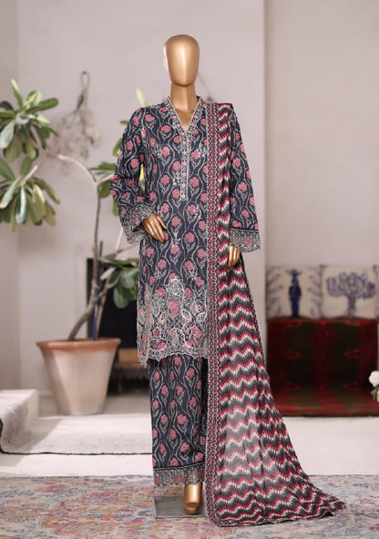 Bin Saeed | Stitched 3PC Embroidered Cotton with Farshi Embroidered Shalwar