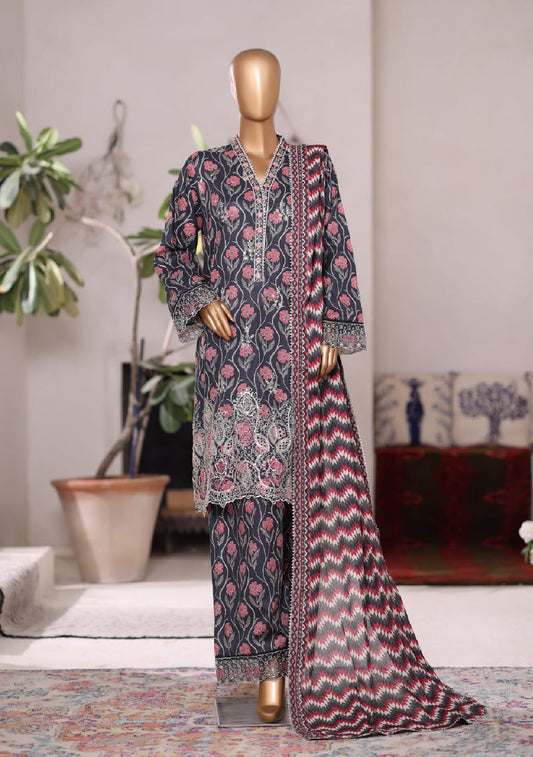 Bin Saeed | Stitched 3PC Embroidered Cotton with Farshi Embroidered Shalwar