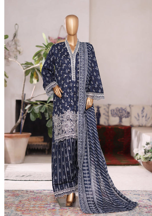 Bin Saeed | Stitched 3PC Embroidered Cotton with Farshi Embroidered Shalwar