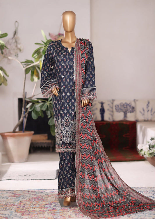 Bin Saeed | Stitched 3PC Embroidered Cotton with Farshi Embroidered Shalwar