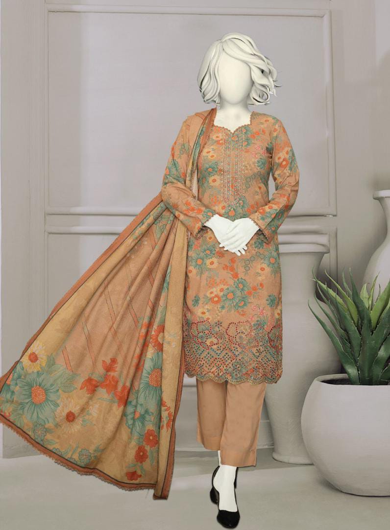 Bismil by ABC | Unstitched 3 Pc Embroidered Slub Collection