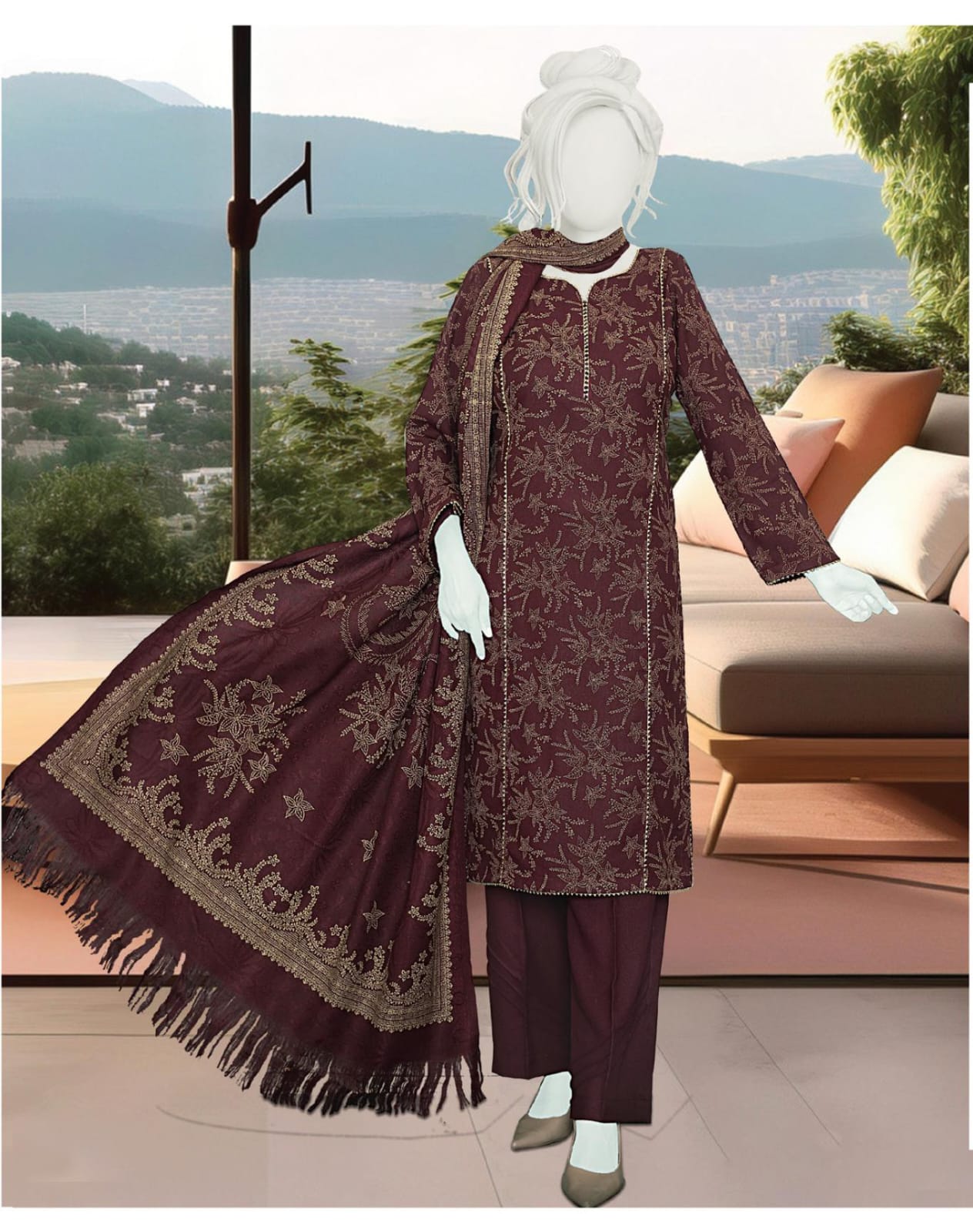 Kashmira by ABC Fabric | Unstitch 3 Pc Printed Winter Zarri Collection