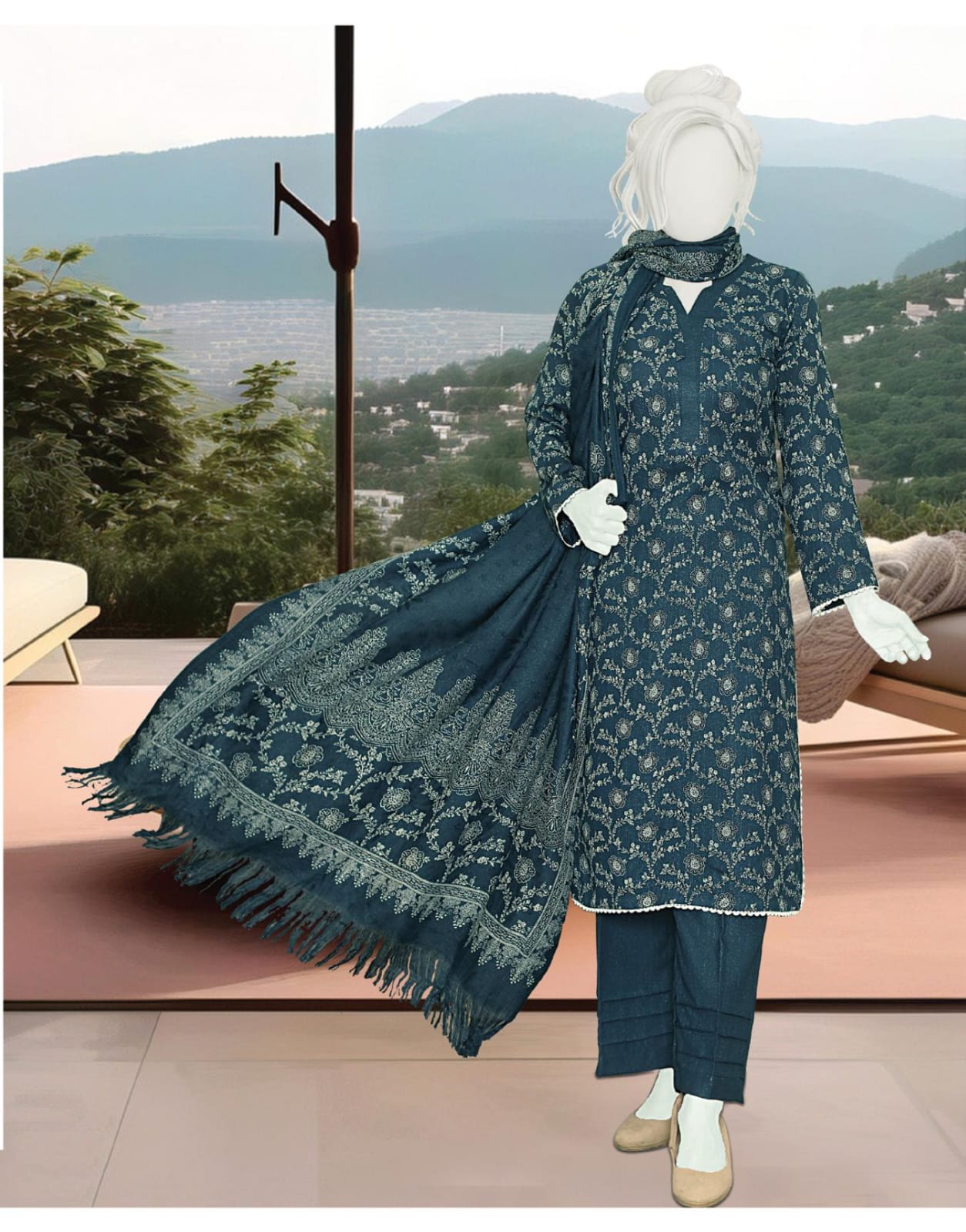 Kashmira by ABC Fabric | Unstitch 3 Pc Printed Winter Zarri Collection