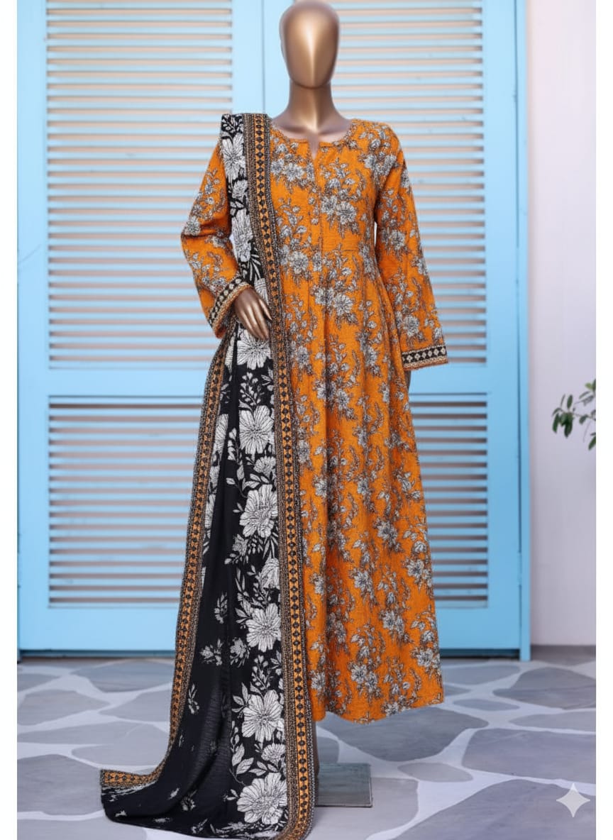 Bin Saeed | Stitched 3PC Printed Khaddar Frock Collection