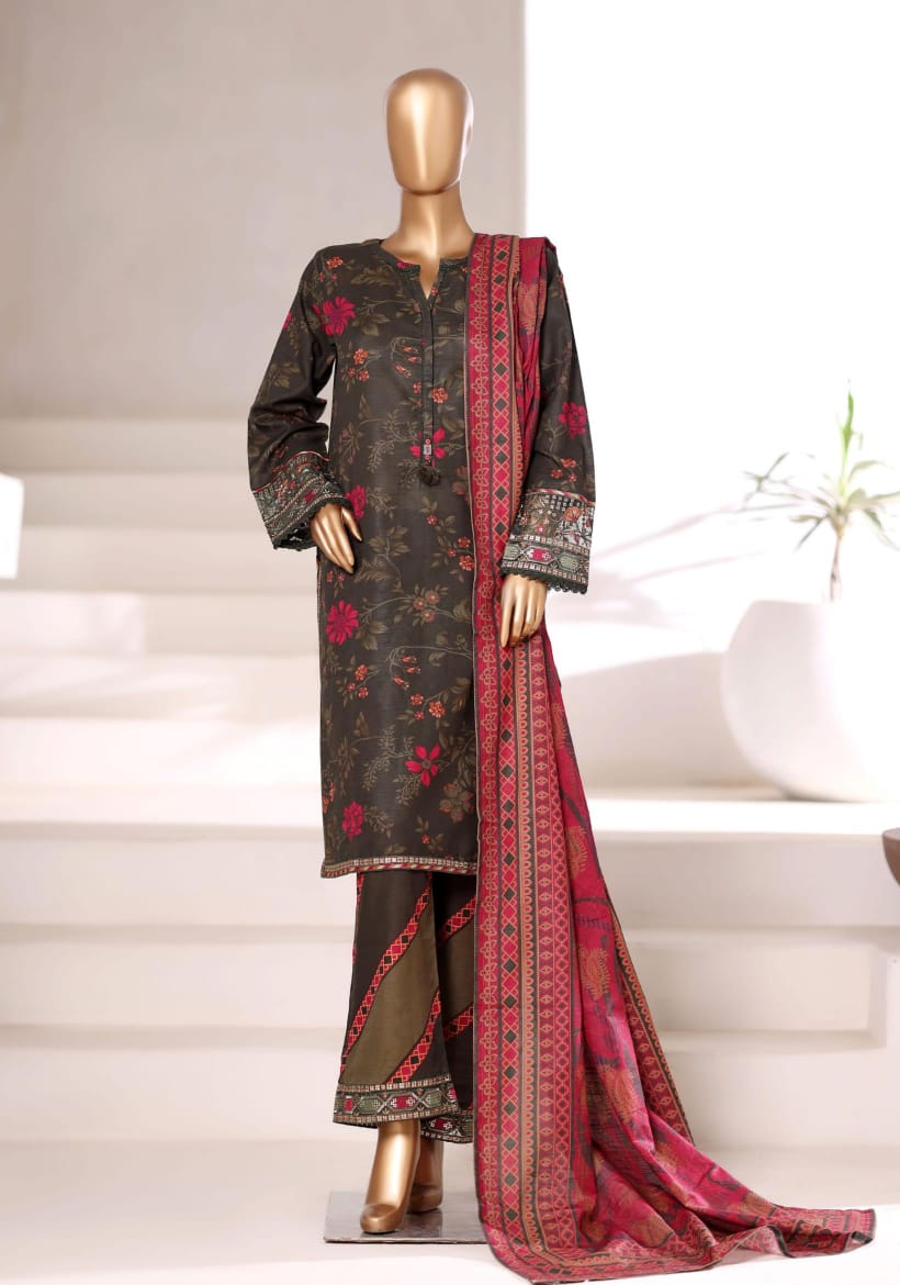 Sada Bahar | Stitched 3 Pc Embroidered Malika Khaddar Collection