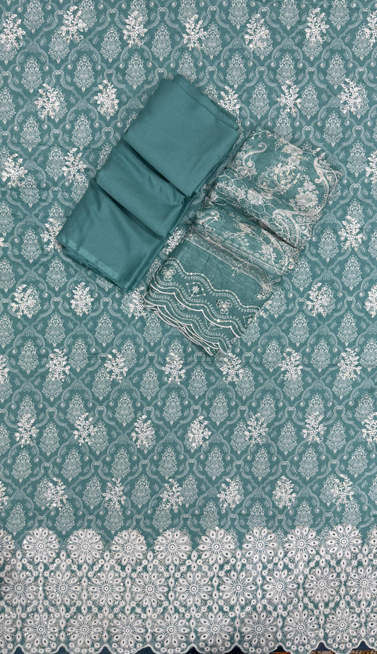 Bin Saeed  | Unstitched 3 Pc Embroidered Cotton