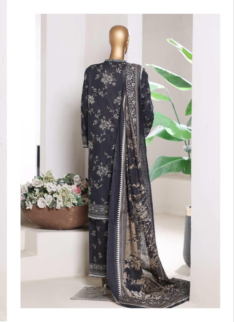 BIN SAEED | Stitch 3 Pc Printed Khaddar With [Flapper Trouser]