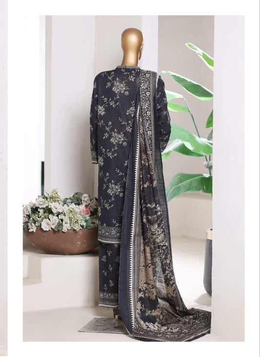BIN SAEED | Stitch 3 Pc Printed Khaddar With [Flapper Trouser]