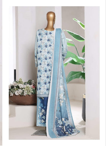 BIN SAEED | Stitch 3 Pc Printed Khaddar With [Flapper Trouser]