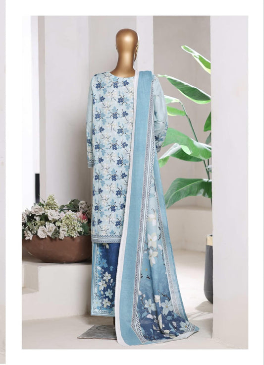 BIN SAEED | Stitch 3 Pc Printed Khaddar With [Flapper Trouser]