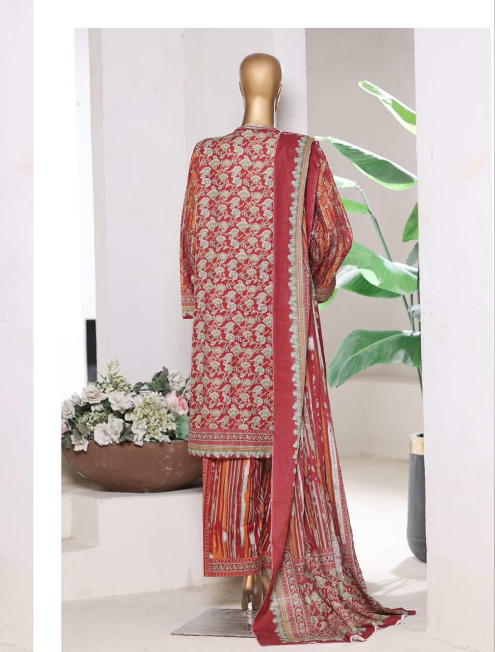 BIN SAEED | Stitch 3 Pc Printed Khaddar With [Flapper Trouser]