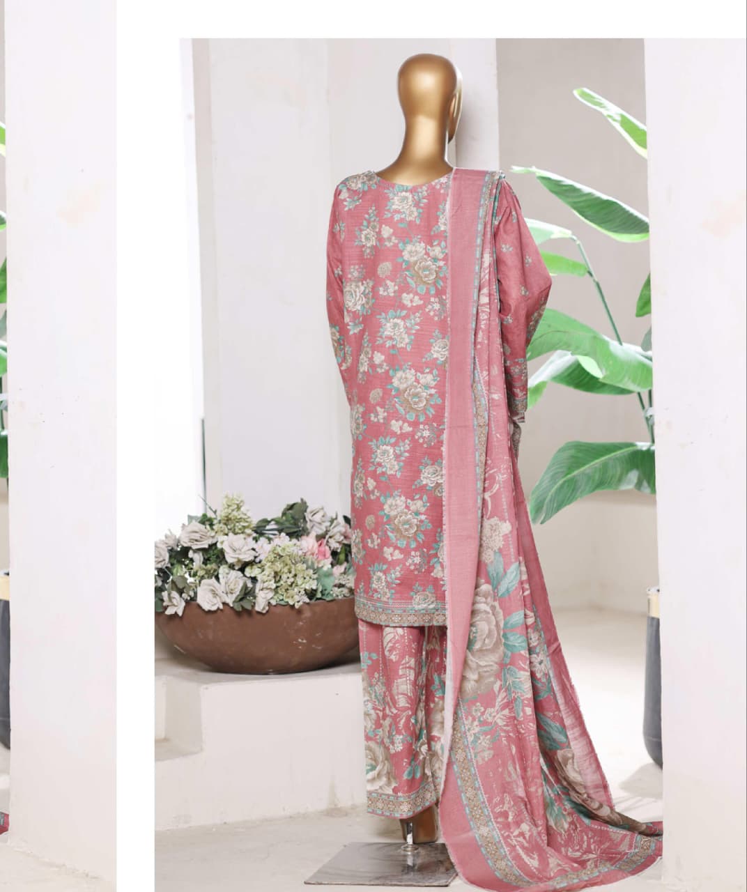 BIN SAEED | Stitch 3 Pc Printed Khaddar With [Flapper Trouser]
