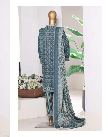 BIN SAEED | Stitch 3 Pc Printed Khaddar With [Flapper Trouser]