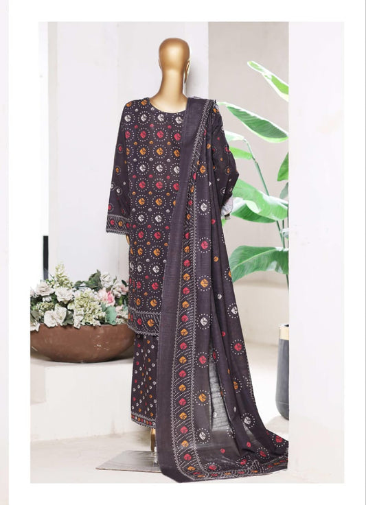 BIN SAEED | Stitch 3 Pc Printed Khaddar With [Flapper Trouser]