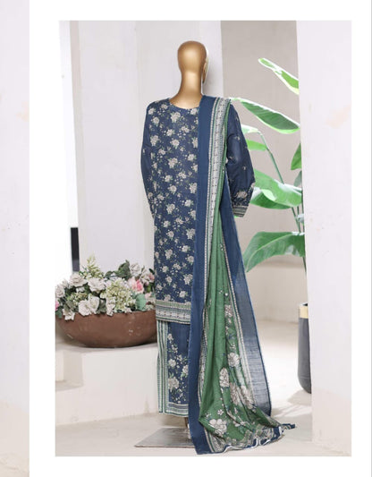 BIN SAEED | Stitch 3 Pc Printed Khaddar With [Flapper Trouser]