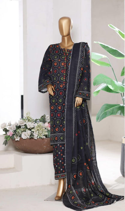 BIN SAEED | Stitch 3 Pc Printed Khaddar With [Flapper Trouser]