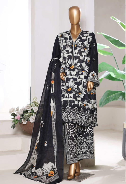 BIN SAEED | Stitch 3 Pc Printed Khaddar With [Flapper Trouser]
