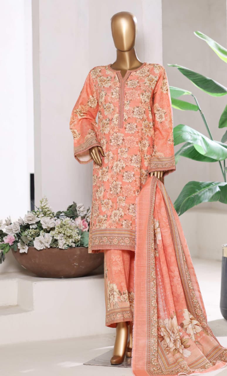 BIN SAEED | Stitch 3 Pc Printed Khaddar With [Flapper Trouser]