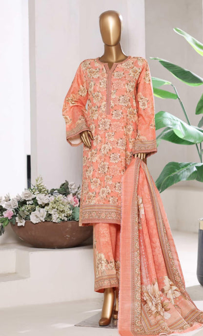 BIN SAEED | Stitch 3 Pc Printed Khaddar With [Flapper Trouser]