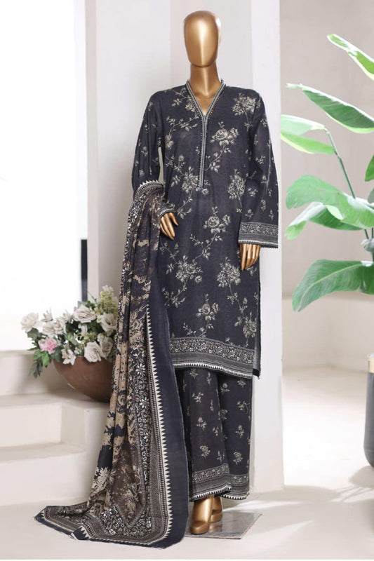 BIN SAEED | Stitch 3 Pc Printed Khaddar With [Flapper Trouser]