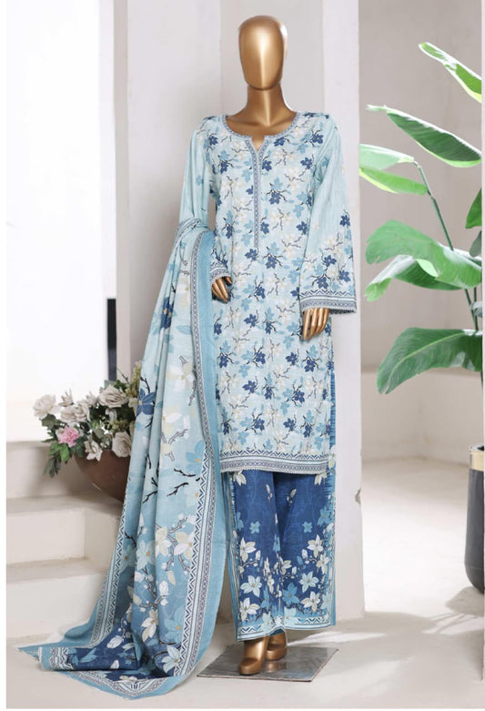 BIN SAEED | Stitch 3 Pc Printed Khaddar With [Flapper Trouser]