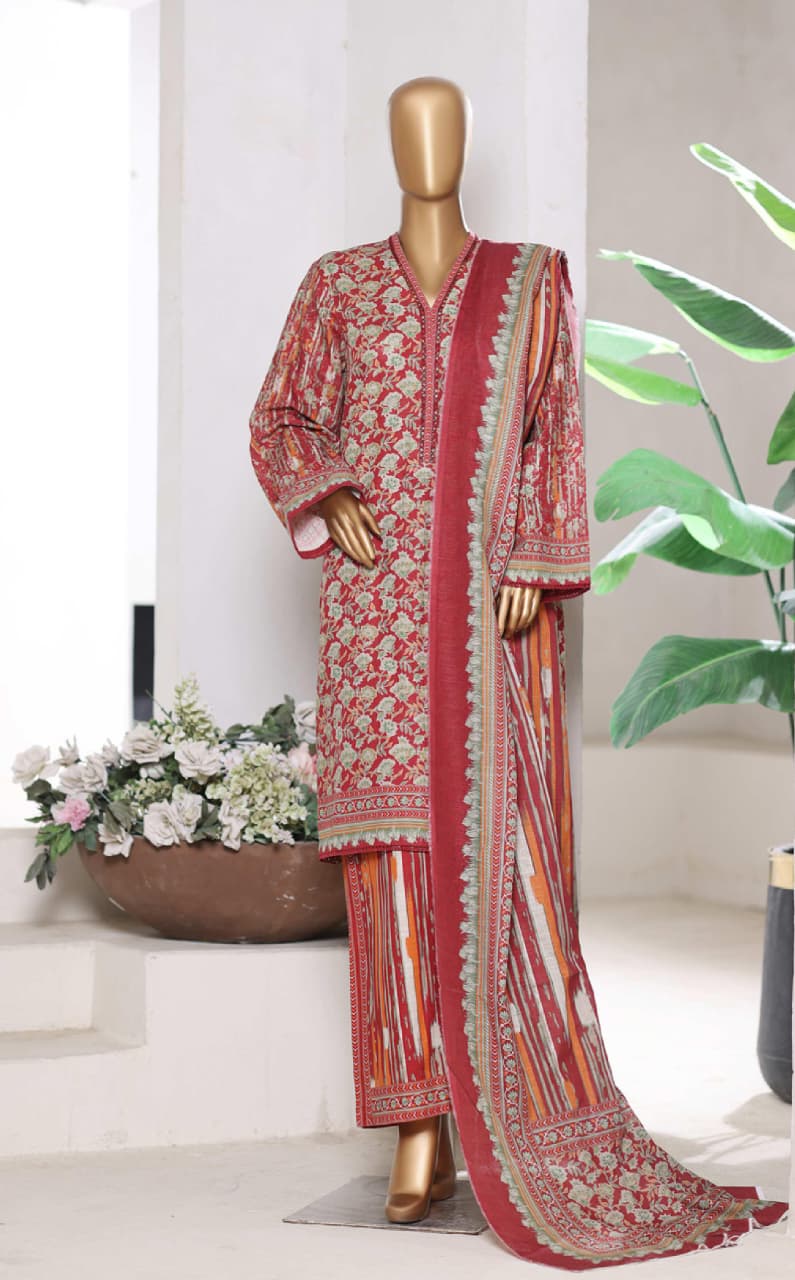 BIN SAEED | Stitch 3 Pc Printed Khaddar With [Flapper Trouser]