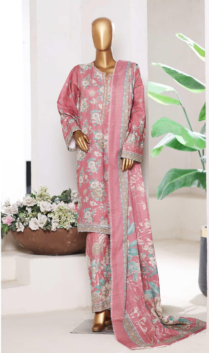 BIN SAEED | Stitch 3 Pc Printed Khaddar With [Flapper Trouser]