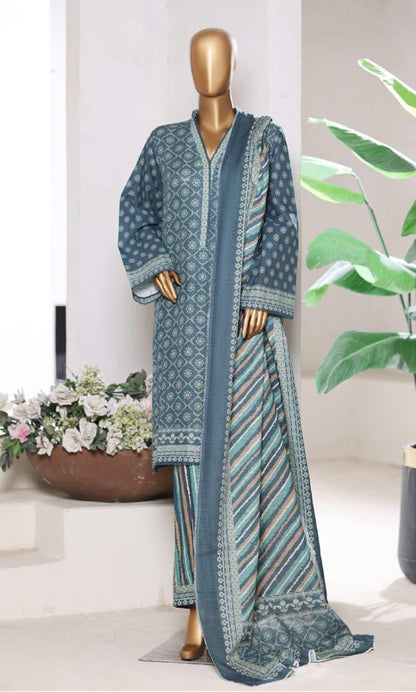 BIN SAEED | Stitch 3 Pc Printed Khaddar With [Flapper Trouser]