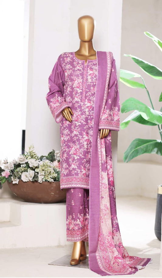 BIN SAEED | Stitch 3 Pc Printed Khaddar With [Flapper Trouser]