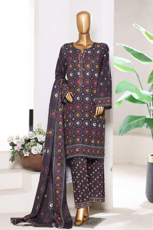 BIN SAEED | Stitch 3 Pc Printed Khaddar With [Flapper Trouser]