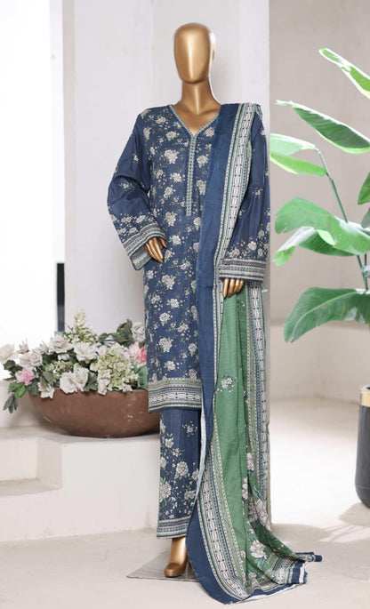 BIN SAEED | Stitch 3 Pc Printed Khaddar With [Flapper Trouser]