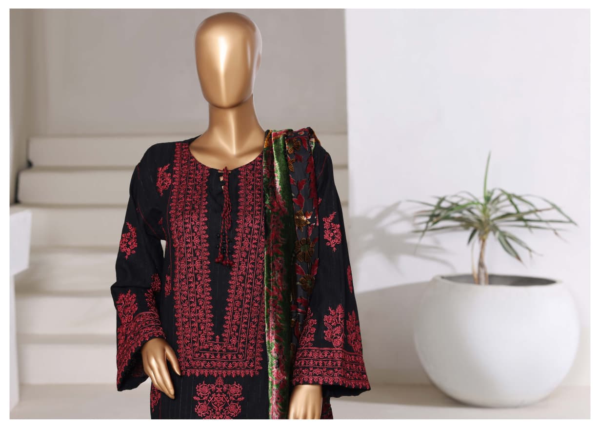 Sadabahar | Luxury Embroidered Dhanak Stitched 3 Pc with Palachi Shawl