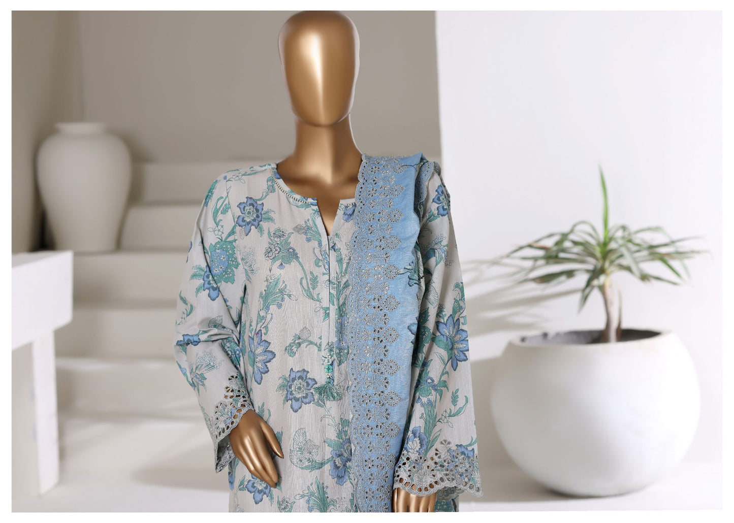Sada Bahar | Stitch 3 Pc Laser Fusion Chikankari Khaddar Collection