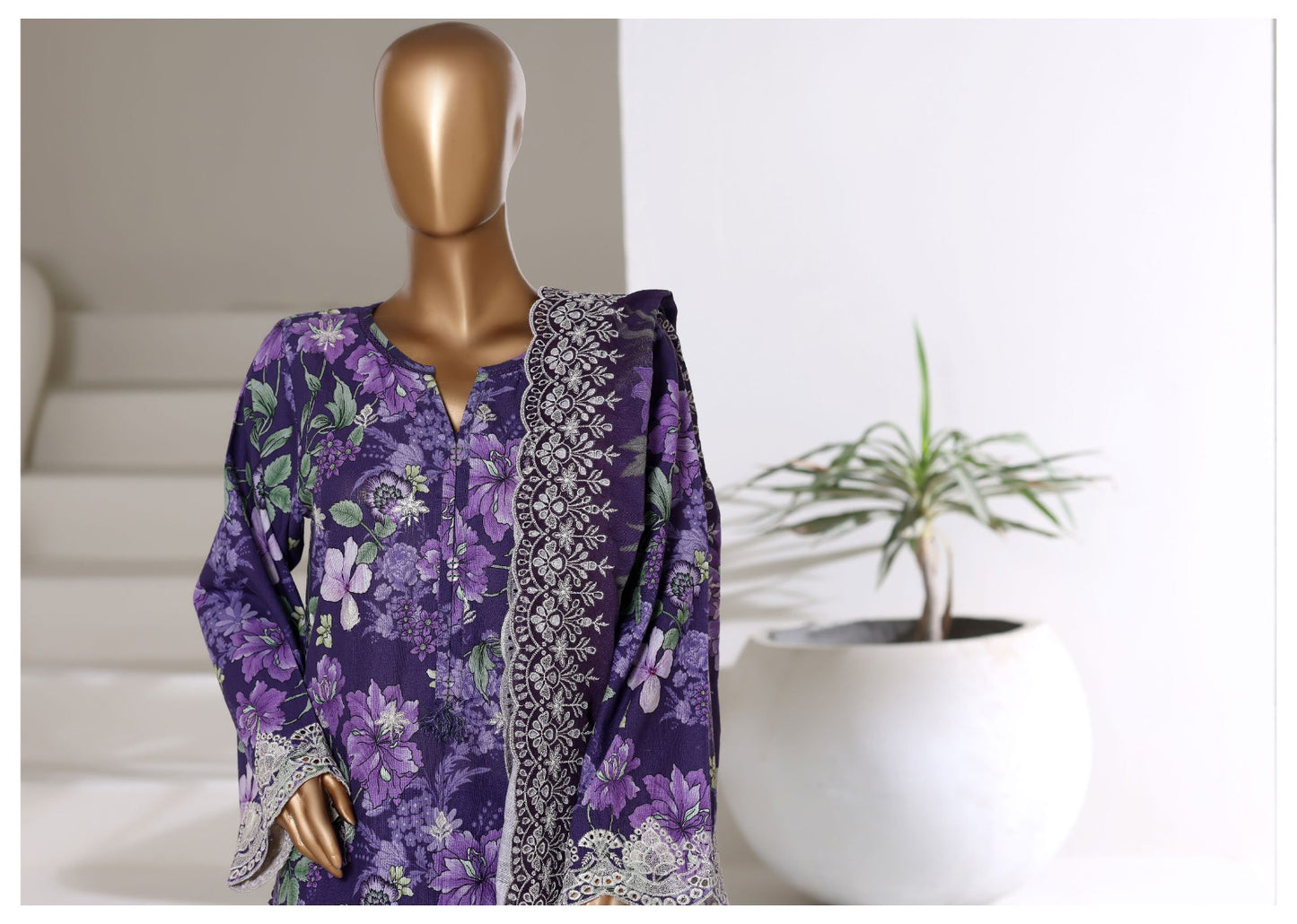 Sada Bahar | Stitch 3 Pc Laser Fusion Chikankari Khaddar Collection