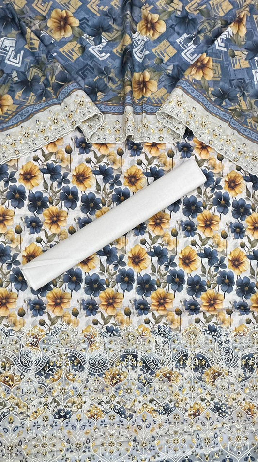 Riwayat | Unstitched 3 PC Embroidered Cotton Collection