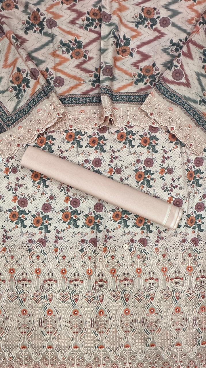 Riwayat | Unstitched 3 PC Embroidered Cotton Collection