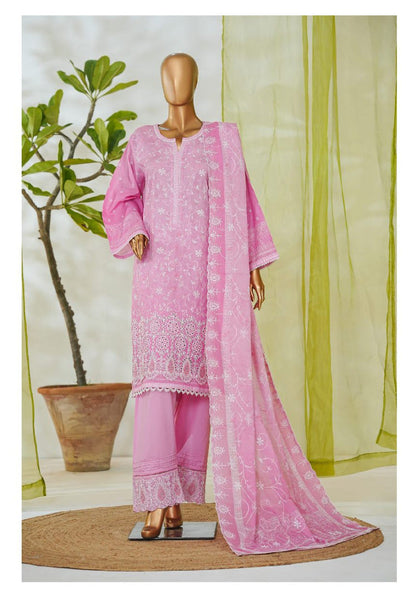 Bin Saeed | Stitch 3 PC White & White Embroidered Lawn Collection