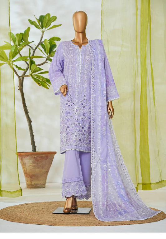 Bin Saeed | Stitch 3 PC White & White Embroidered Lawn Collection