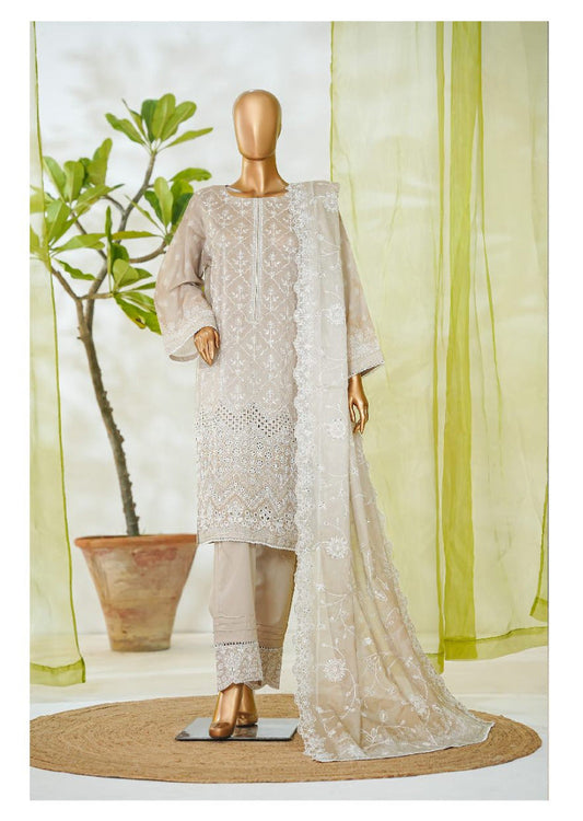 Bin Saeed | Stitch 3 PC White & White Embroidered Lawn Collection