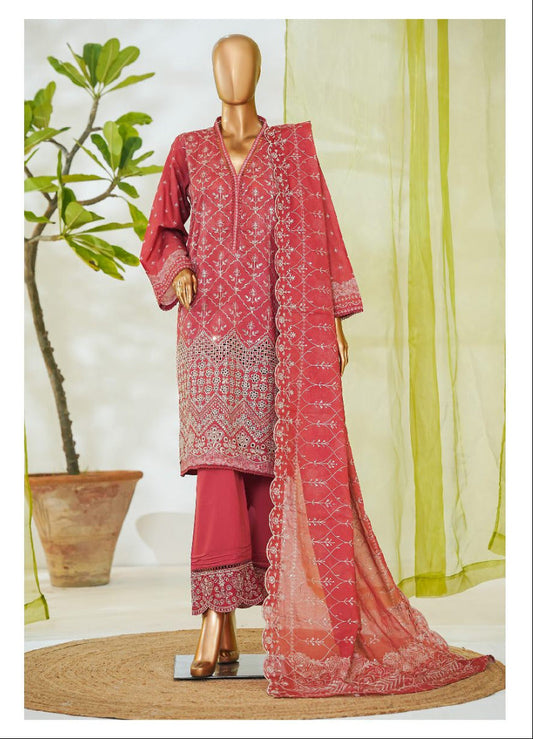 Bin Saeed | Stitch 3 PC White & White Embroidered Lawn Collection