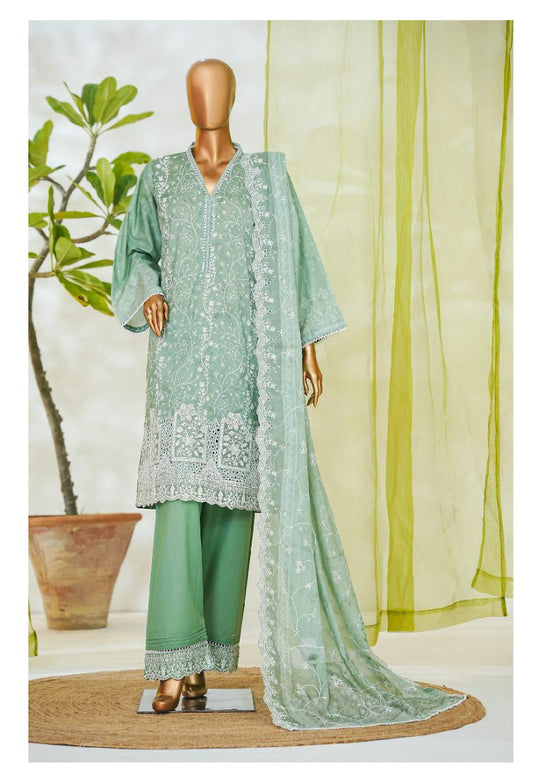 Bin Saeed | Stitch 3 PC White & White Embroidered Lawn Collection