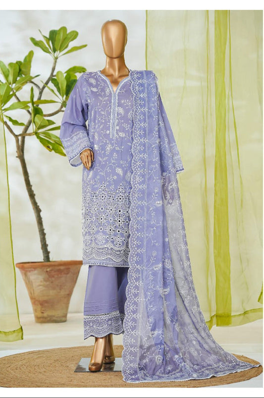 Bin Saeed | Stitch 3 PC White & White Embroidered Lawn Collection