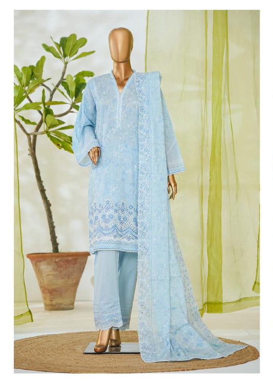 Bin Saeed | Stitch 3 PC White & White Embroidered Lawn Collection