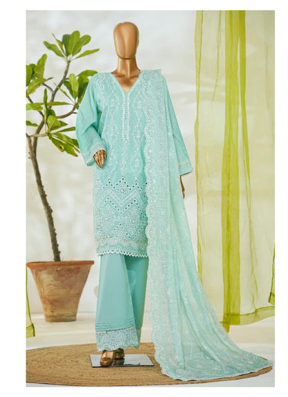 Bin Saeed | Stitch 3 PC White & White Embroidered Lawn Collection