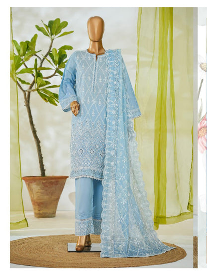 Bin Saeed | Stitch 3 PC White & White Embroidered Lawn Collection
