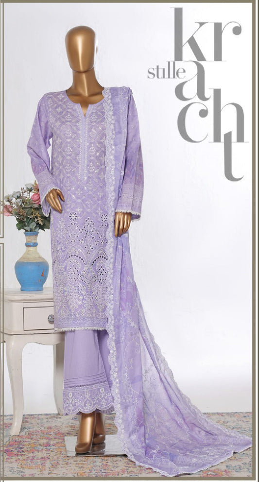 Bin Saeed | Stitch 3 PC White & White Embroidered Lawn Collection
