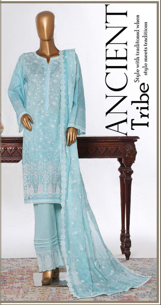 Bin Saeed | Stitch 3 PC White & White Embroidered Lawn Collection