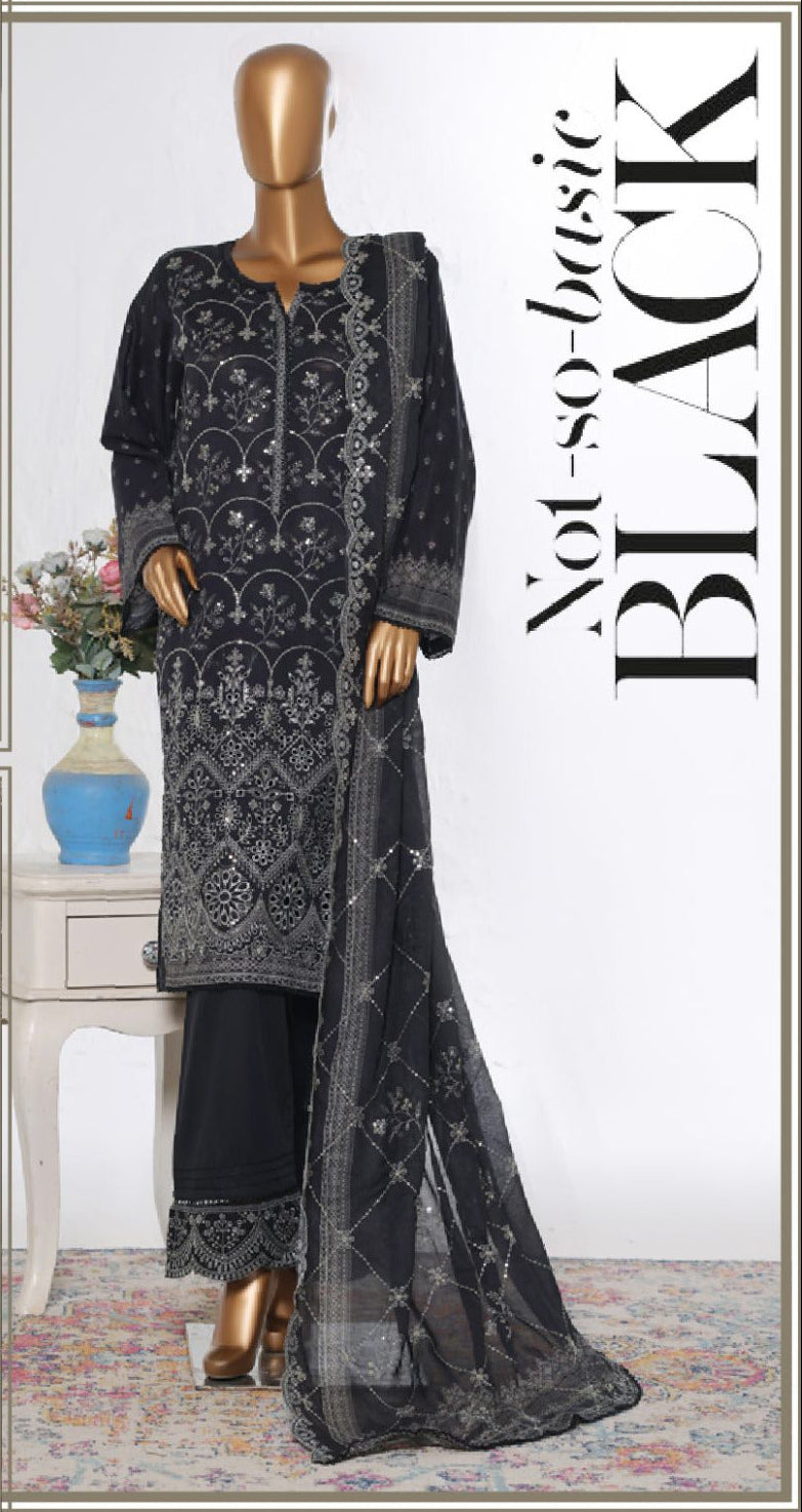 Bin Saeed | Stitch 3 PC White & White Embroidered Lawn Collection