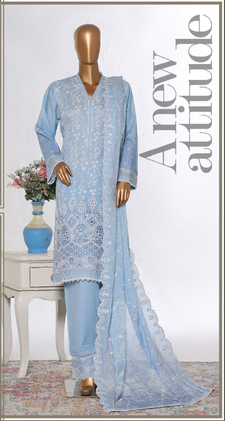Bin Saeed | Stitch 3 PC White & White Embroidered Lawn Collection